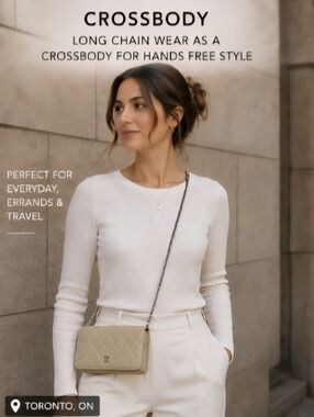 Authentic CHANEL Quilted Matelasse CC Leather Wallet WOC Crossbody Full Set